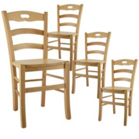 SUZY - Lot de 4 Chaises  et Assises en Bois