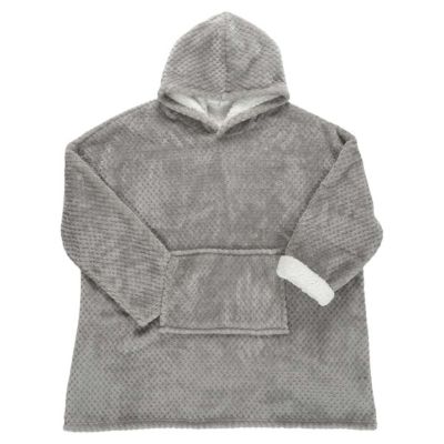 Sweat à Capuche Plaid Ultra Doux Effet Nid d'Abeille Gris Intérieur Sherpa - GAYA