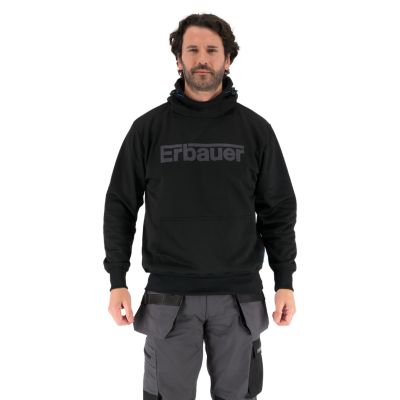 Sweatshirt à capuche Erbauer gris taille XL, en coton/polyester, large poche kangourou