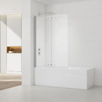 Swiss Aqua Technologies 150x105 cm SK Pare-baignoire en verre 2 volets pliants, orientation gauche et droite, chrome