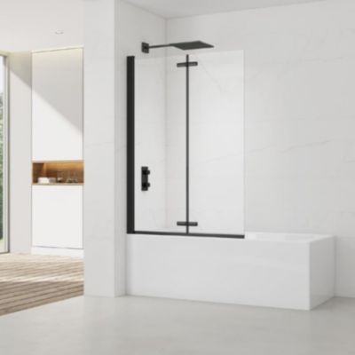 Swiss Aqua Technologies 150x105 cm SK Pare-baignoire en verre 2 volets pliants, orientation gauche et droite, noir