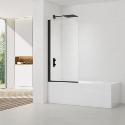 Swiss Aqua Technologies 150x80 cm Pare-baignoire pivotant en verre, orientation gauche et droite, noir (SATVZUNIKCT80)