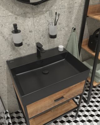 Swiss Aqua Technologies Lavabo rectangulaire noir mat SAT Infinitio 60,5x46,5 cm (SATINF6046BKM)