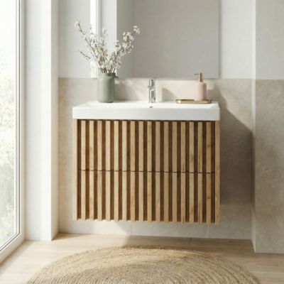Swiss Aqua Technologies Meuble de salle de bain avec lavabo SAT Delano 80x46 cm chêne mat (DELANO80ZDUM)