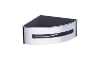 Swiss Aqua Technologies Panier d'angle pour la douche en acier inoxydable 16,5cm, Chrome et Noir (SATDPOLROHCHC)