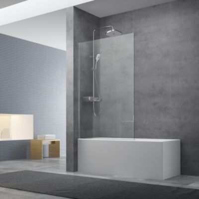 Swiss Aqua Technologies Pare-baignoire fixe en verre, 150x80cm, Chrome (SIKOVZPEV150)