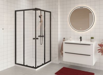 Swiss Aqua Technologies SAT PROJECT Douche 90x90cm coulissante avec profilé noir mat (SATPROMUQ90CT)