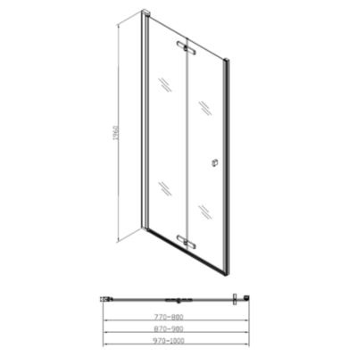 Swiss Aqua Technologies SK Porte de douche 80x196cm pliante anticalcaire avec profilé noir mat (SATSK80NIKAC)