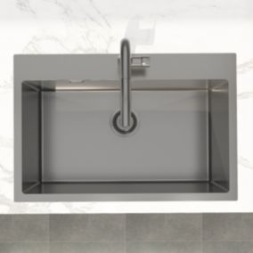 Swiss Aqua Technologies Timeless Évier de cuisine encastrable en inox 304, 68x45x21 cm, Gun Metal brossé PVD