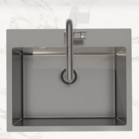 Swiss Aqua Technologies Timeless Évier de cuisine encastrable inox 304, 1 bac, 55x45x21 cm, Gun Metal brossé PVD