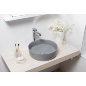 Swiss Aqua Technologies Vasque à poser Infinitio 39 x 39 x 12 cm sans trop-plein, gris mat (SATINF3939LGRM)
