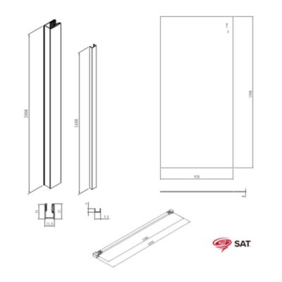 Swiss Aqua Technologies Walk-in 100x200cm paroi en verre Crystal Glass 8 mm  anticalcaire, avec bras et profilés chrome brillant