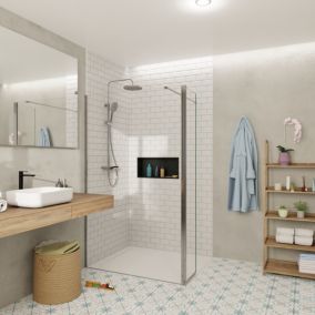 Swiss Aqua Technologies Walk-in 120x200cm Paroi et retour pivotant en verre 8 mm anticalcaire , bras et profilés argent