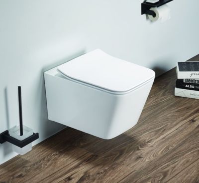 Swiss Aqua Technologies WC suspendu Infinitio sans bride Design, fixations invisibles + Abattant softclose (SquareInfinitio)