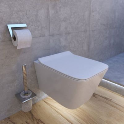 Swiss Aqua Technologies WC suspendu Infinitio sans bride Design, fixations invisibles + Abattant softclose (SquareInfinitio)