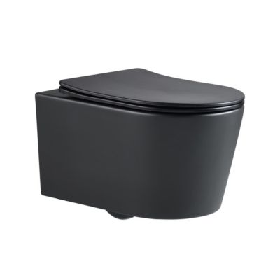 Swiss Aqua Technologies WC suspendu sans bride et fixations invisibles + abattant frein de chute, Noir mat (SATBRE010RREXPBKM)