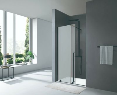 Swiss Aqua Technologies X-MOTION Porte de douche 200x140cm Coulissante, anticalcaire avec profilé noir mat (SATBWIXM140NIKAC)