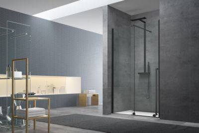 Swiss Aqua Technologies X-MOTION Porte de douche 200x140cm Coulissante, anticalcaire avec profilé noir mat (SATBWIXM140NIKAC)