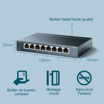 Switch de bureau 8 ports 10/100/1000 Mbps TP-Link