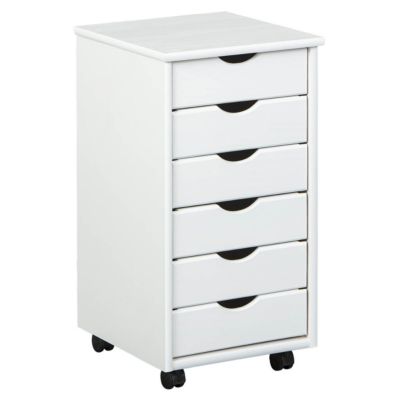 SYDNEY - Caisson 6 Tiroirs Bois Massif Vernis Blanc