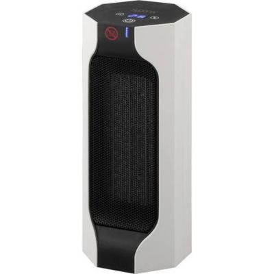 Sygonix SY-6735638 Radiateur soufflant PTC blanc compact 1800 W, écran LED et commandes tactiles.
