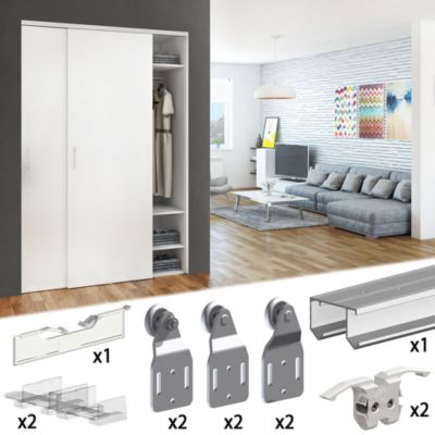 Système coulissant SLID'UP 110 pour 2 ou 3 portes de placard - rail 1,94 m - 45 kg