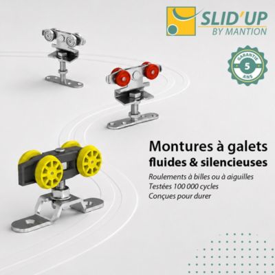 Système coulissant SLID'UP 2000 pour 2 portes extérieures 40 mm max - rails 2 x 1,95 m acier galvanisé - 140 kg
