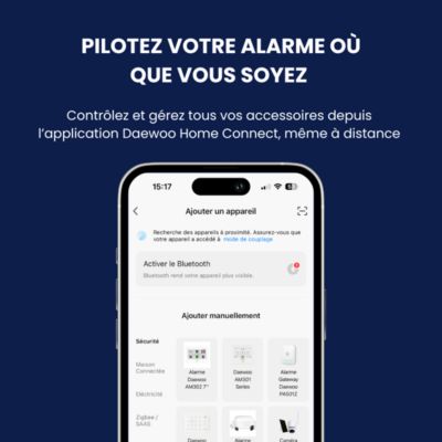 Système d'alarme connecté Sans Abonnement Daewoo Vigilia Wifi - 1 caméra + 6 accessoires - Batterie et sirène intégrées