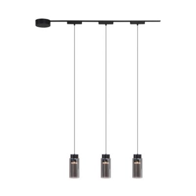 Système d'éclairage sur rail moderne avec 3 suspensions noires monophasées - Magnetic Vance
