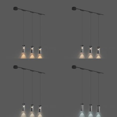 Système d'éclairage sur rail moderne avec 3 suspensions noires monophasées - Magnetic Vance