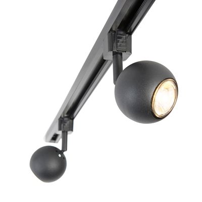 Système d'éclairage sur rail moderne avec 5 spots noirs monophasé - Iconic Gissi