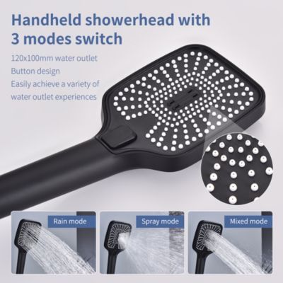 Kit De Douche à Effet Pluie - Noir Et Doré - Système De Douche Avec Douchette Pommeau De Douche Colonne De Douche Reglable Hauteur Reglable 75 120 Cm 82571037