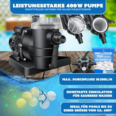 Système de Filtration Piscine-Filtre Sable 700g Billes Filtrantes 25kg-Débit de 10m3/h