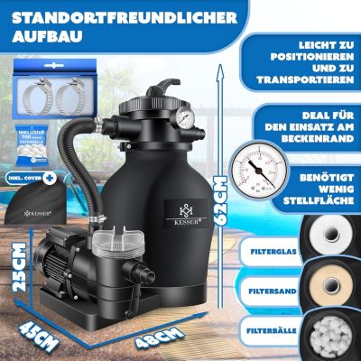 Système de Filtration Piscine-Filtre Sable 700g Billes Filtrantes 25kg-Débit de 10m3/h