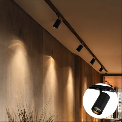 Système sur rail moderne avec 5 spots noirs monophasé 7 cm - Iconic Jeana Luxe