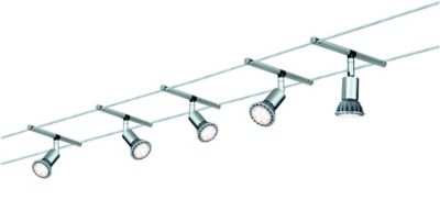 Paulmann 94145 Système De Câbles Salt Chrome Mat 5 Spots 10W - Extensible Sans Ampoules