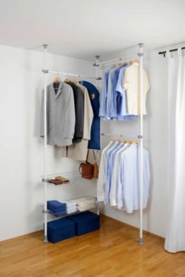 Système de penderie extensible Hercules Duo Wenko H. 165 à 300 cm x L. 164 à 216 cm blanc