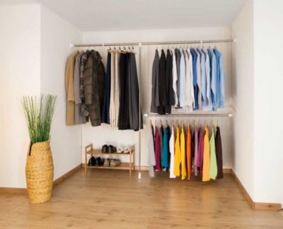 Système de penderie extensible Wenko H. 160 à 202 cm x L. 150 à 245 cm argent