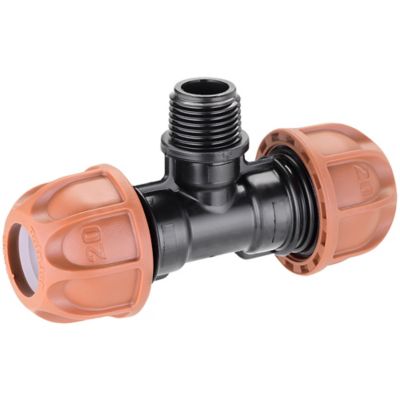 T diam.20 mm fileté 1/2" raccord mâle pour raccordement en série