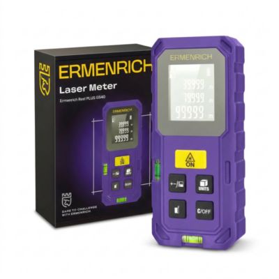Télémètre laser Reel PLUS GS40 40m avec 2 niveaux à bulle, précision 2 mm, mesure distance, fonction Pythagore, Ermenrich