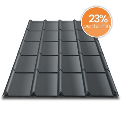 Tôle imitation tuile emboîtable BACACIER Tuile R Area Anthracite mat 1178 x 912 mm 1.00 m²