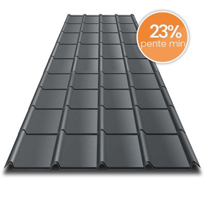 Tôle imitation tuile emboîtable BACACIER Tuile R Area Anthracite mat 2102 x 912 mm 1.80 m²