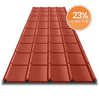 Tôle imitation tuile emboîtable BACACIER Tuile R Area Brun mat 2102 x 912 mm 1.80 m²