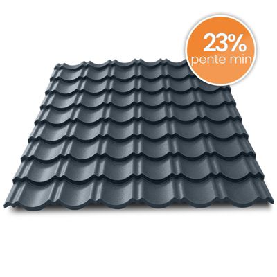 Tôle imitation tuile emboîtable BACACIER Tuile R Originale Anthracite mat 1180 x 934 mm 1.00 m²