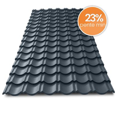 Tôle imitation tuile emboîtable BACACIER Tuile R Originale Anthracite mat 2070 x 934 mm 1.80 m²