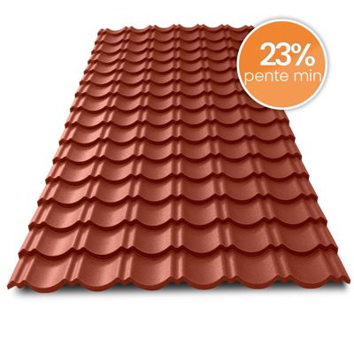 Tôle imitation tuile emboîtable BACACIER Tuile R Originale Brun mat 2070 x 934 mm 1.80 m²