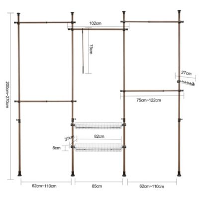 Télescopique Garde-Robe Système de Penderie Télescopique, KLS04-BR, SoBuy
