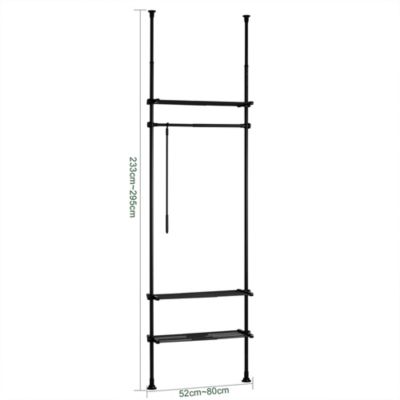 Porte-vêtements Roulant Télescopique Réglable - Cintre Mobile Avec étagère, 75-130 Cm, 4 Roues, Pour Maison/buanderie