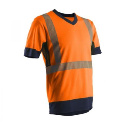 T-shirt haute visibilité manches courtes Coverguard KOMY coton majoritaire Orange / Navy S