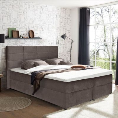 Tête de lit 180 cm rembourrée en tissu velours marron taupe - BRANDON